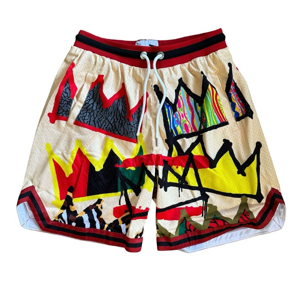 Crown Print Athletic Ball Shorts Men's Multicolor Large Historian Threads